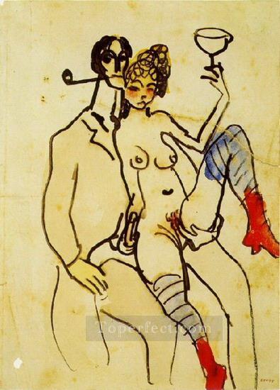 Angel Fernandez de Soto with woman Angel Fernandez de Soto avec une femme Abstract Nude Oil Paintings